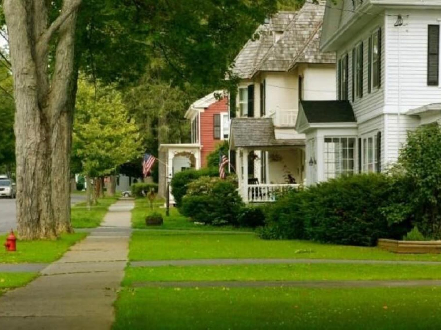 Row of homes in a residential neighborhood.